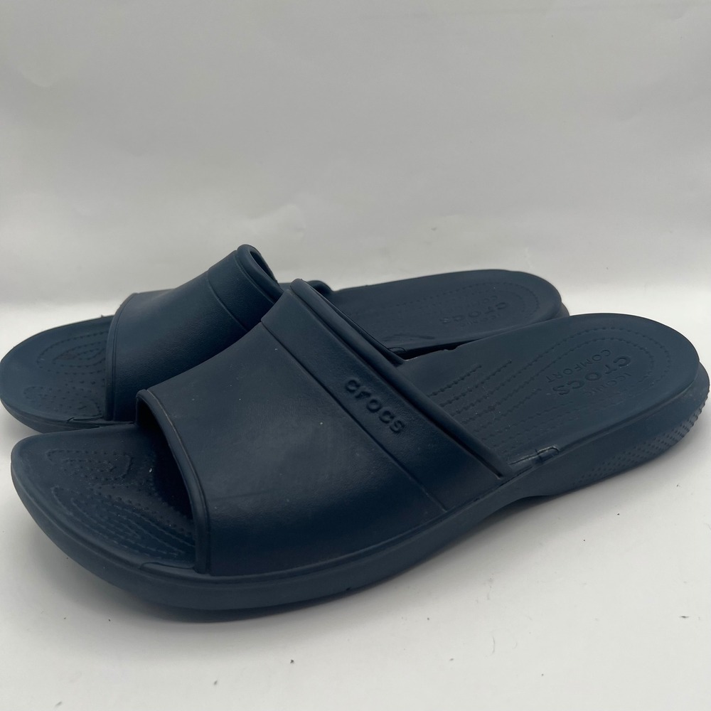 Crocs Classic Slide Navy Blue Mens 10 Womens 12 Comfort Sandals 206121-410